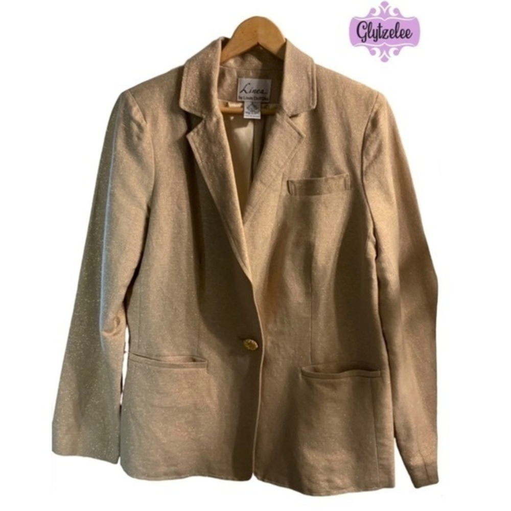 LINEA by Louis Dell'Olio Metallic Gold Blazer Womens‎ Small